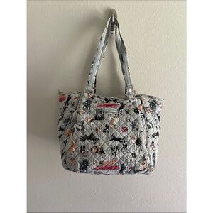 Vera Bradley Dog Show Get Carried Away Tote Gray Quilted Travel Shoulder Bag